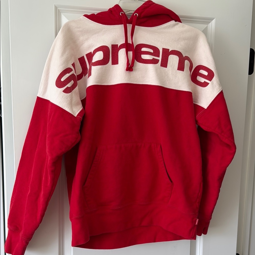 Supreme Red and White Men's Hoodie Authentic